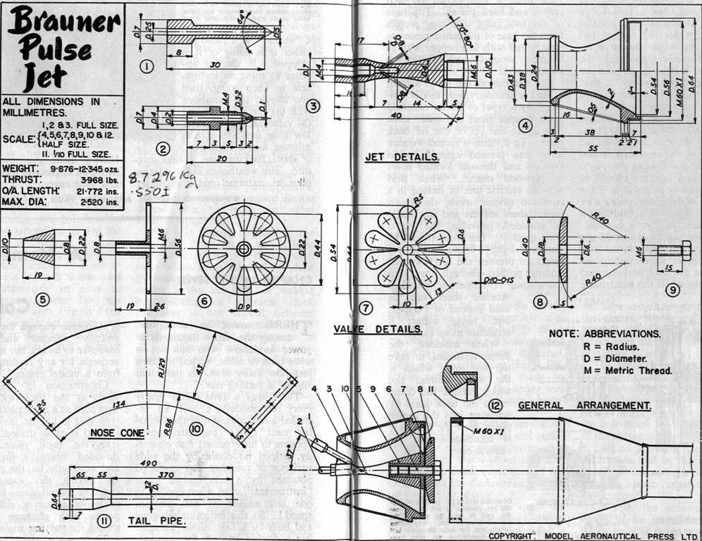 Pulse Jet Thrust Engine Patent Print Blueprint